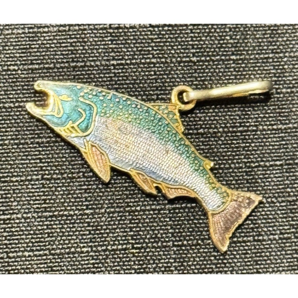 Vintage WM Spear Design King Salmon Chinook Salmon Clip Charm Pin 1987